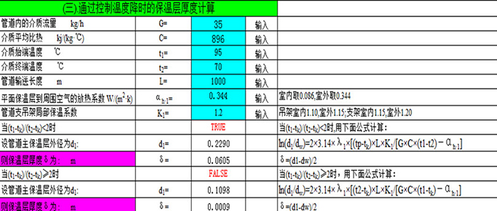 通过控制温度降时的保温层厚度计算